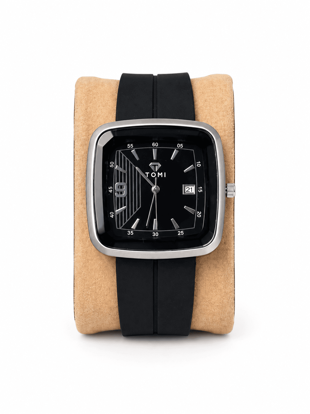 TOMI SILICONE STRAP SQUARE WATCH MAGNETIC LOCK WITH DATE