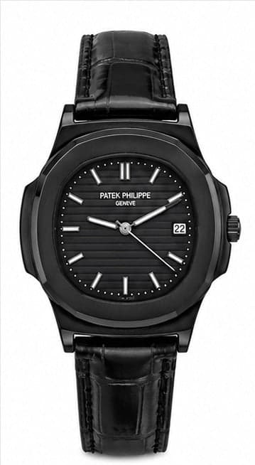 Men's All-Black Dial Leather Strap Sport Watch