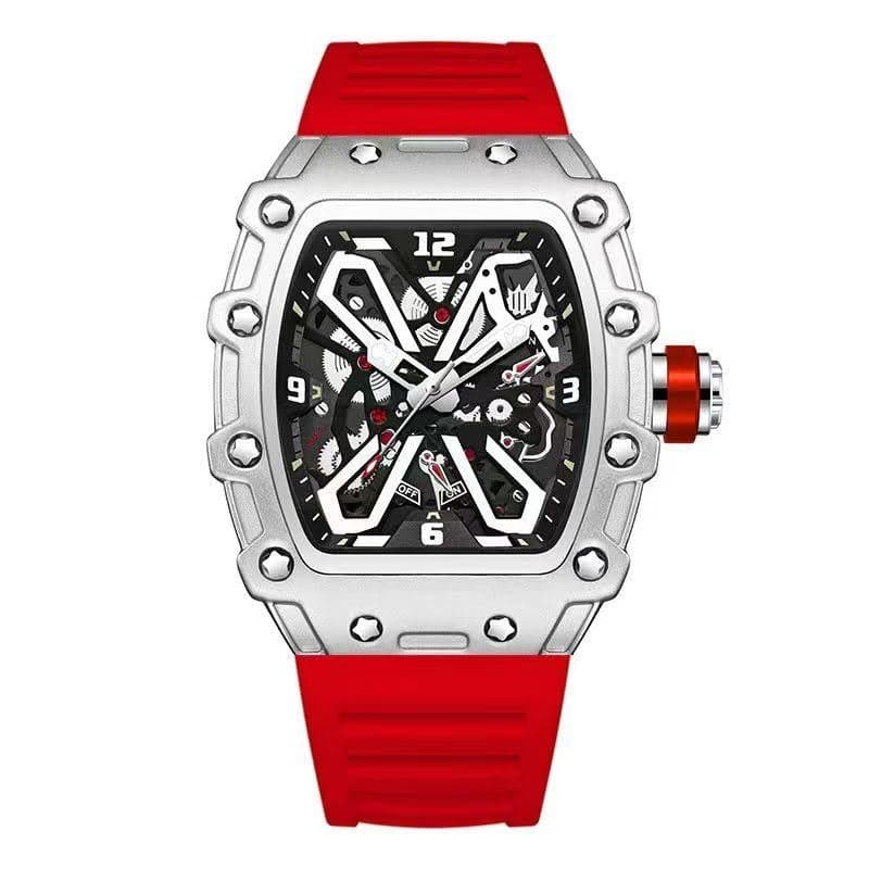 RM LUXURY SILICON STRAP SKELETON DIAL WATCH