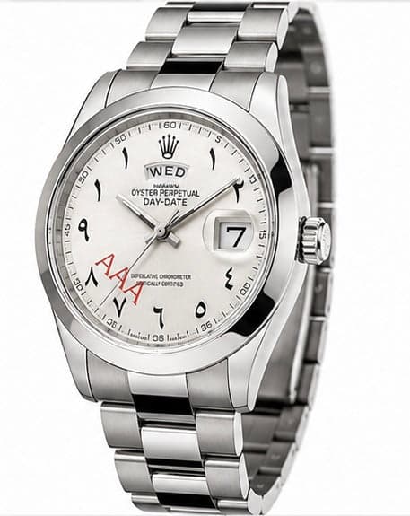Men's Day-Date Arabic Numeral Silver Dial Watch