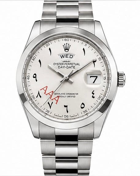 Men's Day-Date Arabic Numeral Silver Dial Watch