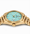 RLX OYSTER PERPETUAL DAY&DATE ICE GREEN DIAL GOLDEN CHAIN WATCH