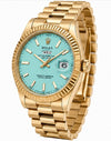 RLX OYSTER PERPETUAL DAY&DATE ICE GREEN DIAL GOLDEN CHAIN WATCH