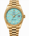 RLX OYSTER PERPETUAL DAY&DATE ICE GREEN DIAL GOLDEN CHAIN WATCH