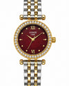 ANNIE TIME RED DAIL TWO TONE CHAIN WATCH FOR HER