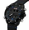 O&M DAY&DATE DUAL DIAL PREMIUM WATCH IN LEATHER STRAP