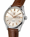 TAG HEUER CALIBRE 5 METALLIC GREY DAIL BLACK LEATHER STRAP WATCH