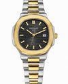 PATEK NAUTILUS BLACK DAIL TWO TOWN CHIAIN WATCH